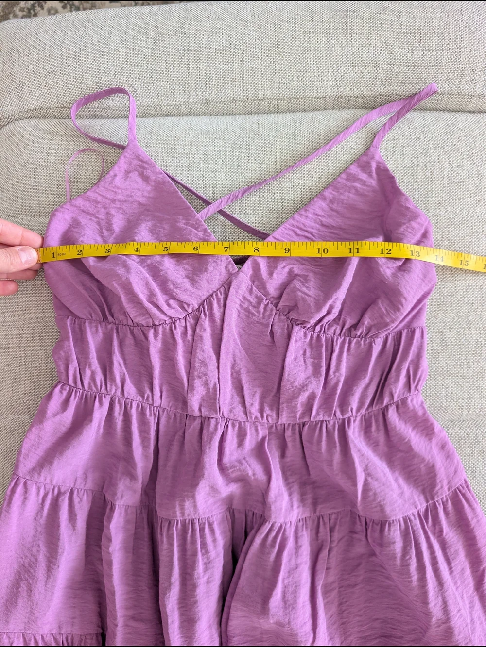 Abercrombie & Fitch Tiered Crisscross Strappy Maxi Dress Lavender Size XST